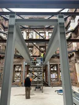 Structural steel erection in progress