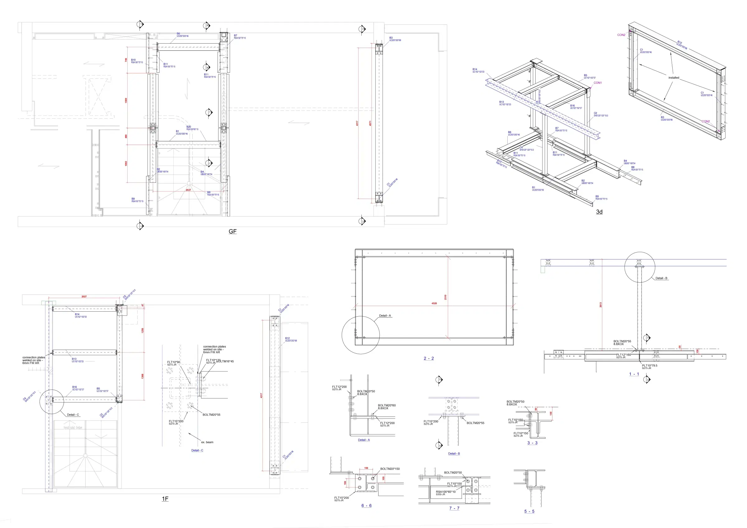 Tekla 3D structural model view for project coordination